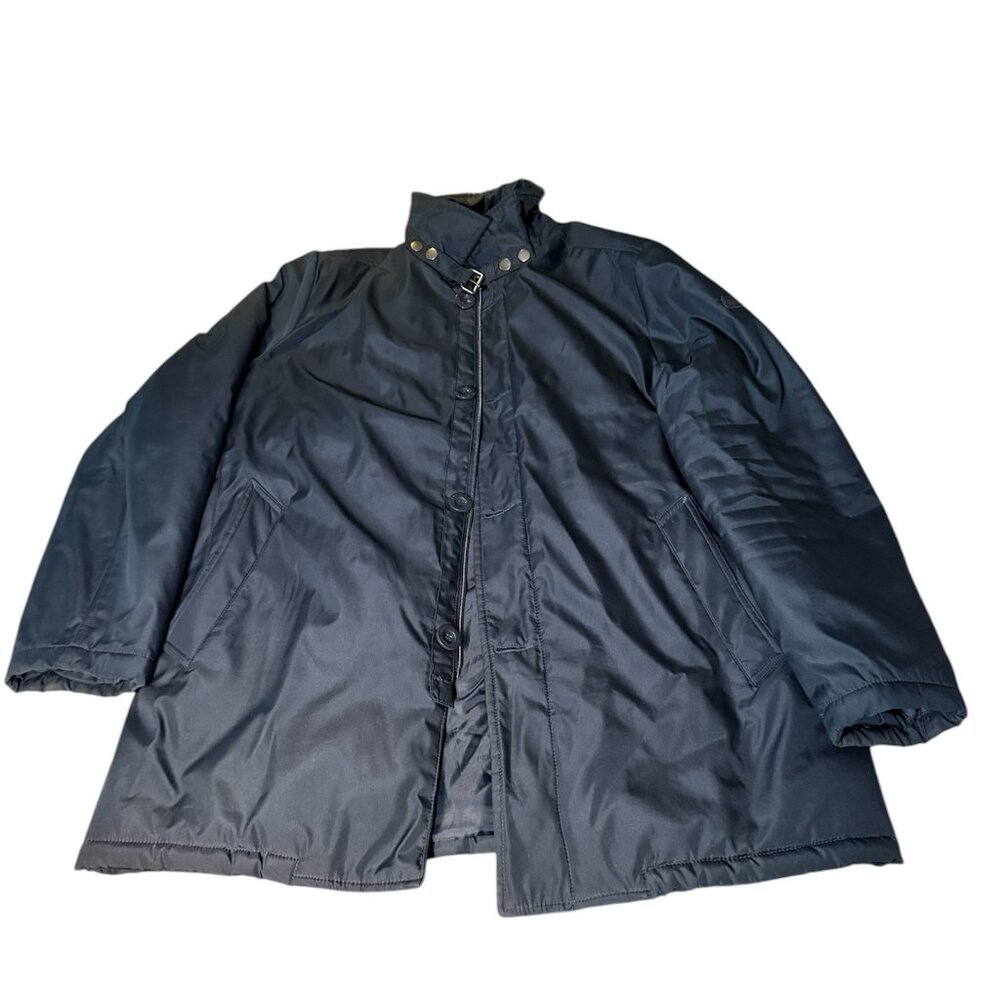 Men's Italian Montezemolo Navy Rain Coat with zip and button closure